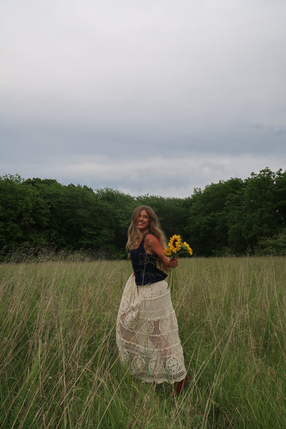 Wheat-field Crochet Maxi Skirt