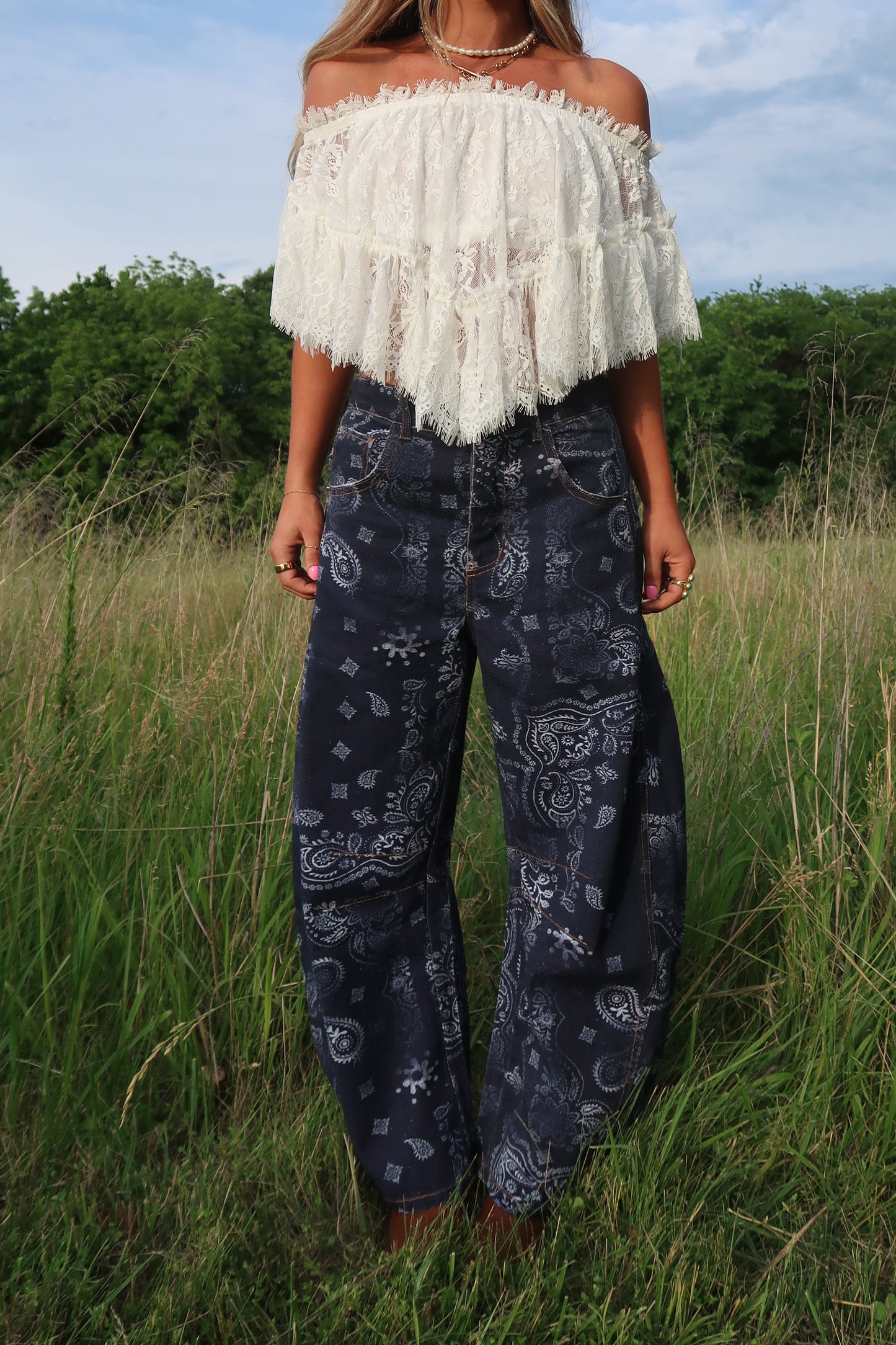 Midnight Ranger Bandana Barrel Jeans