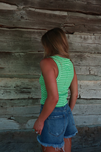 Fresh Cut Stripe Henley Tank