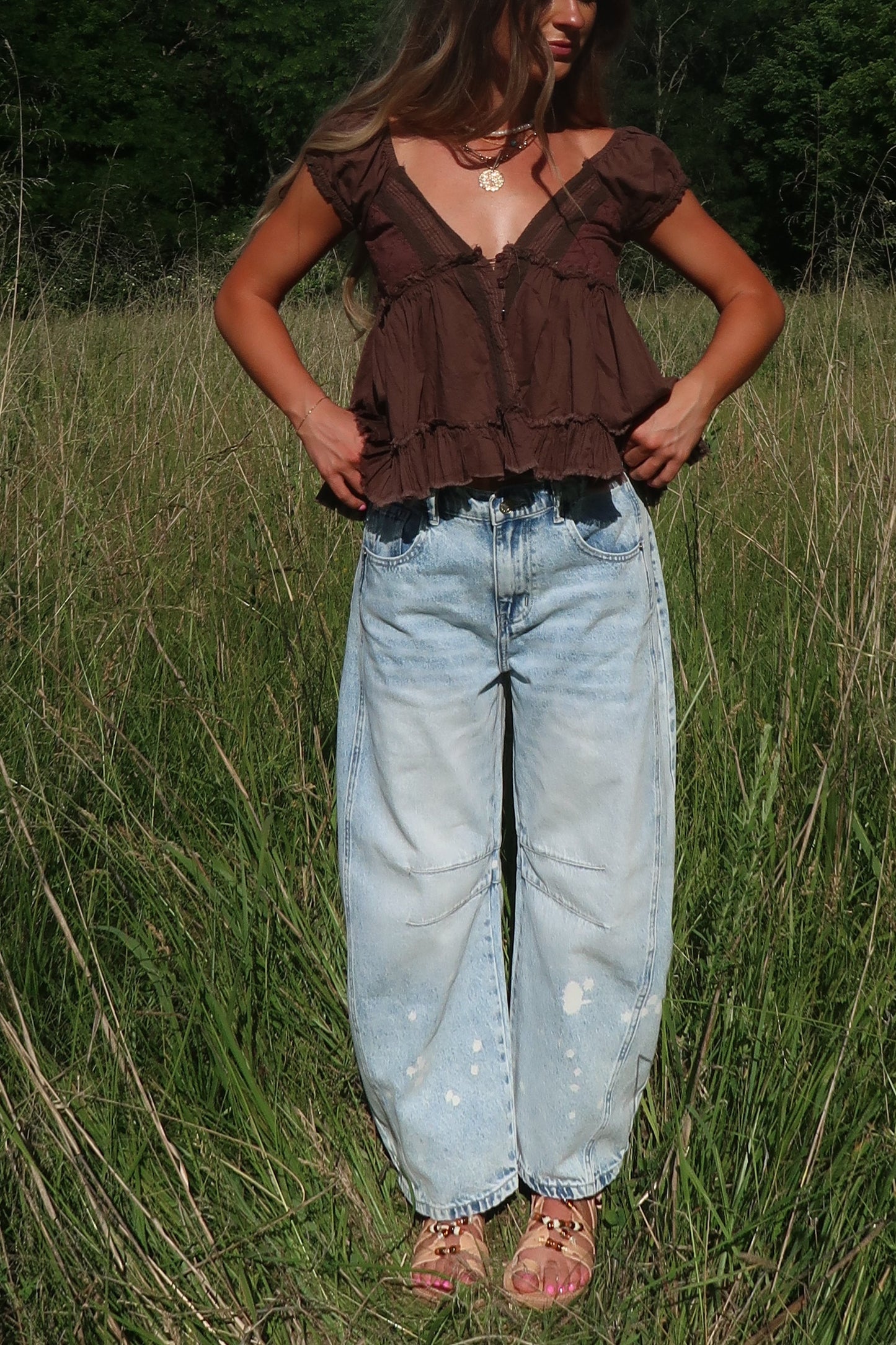 Brown Breezy Boho Top