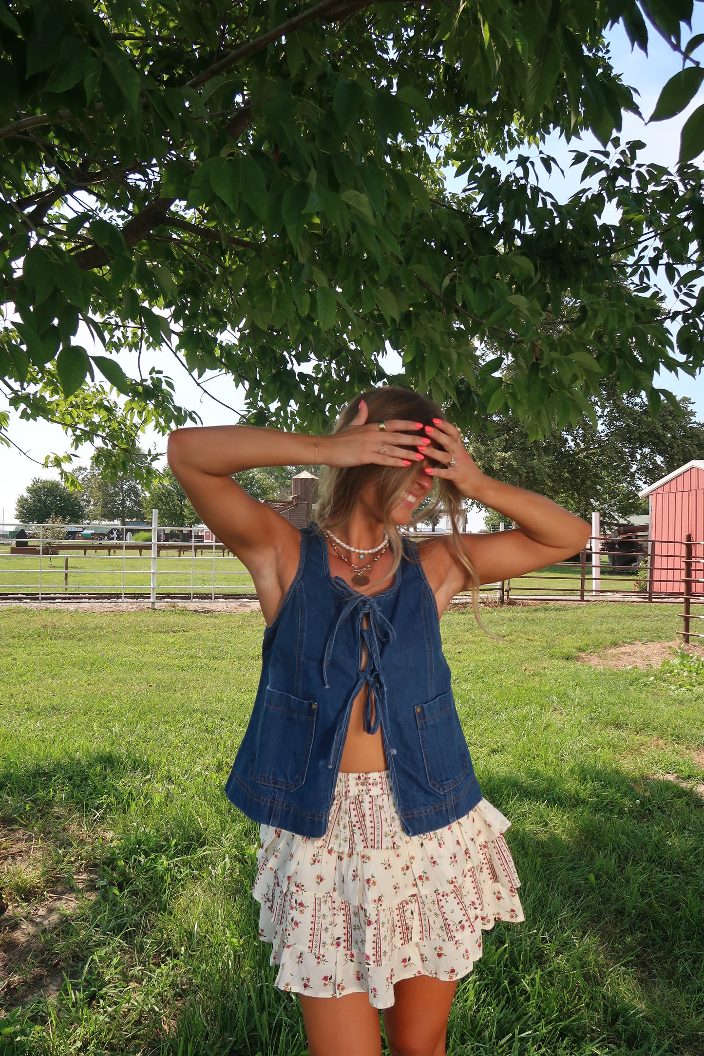 Blue Haze Tie front Vest