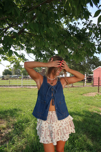 Blue Haze Tie front Vest