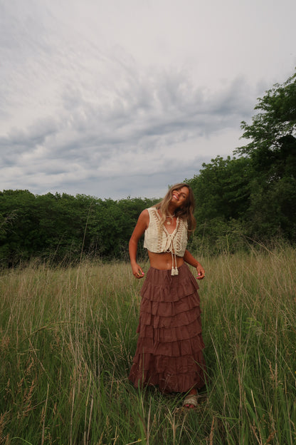 Walnut Frolic Maxi Skirt