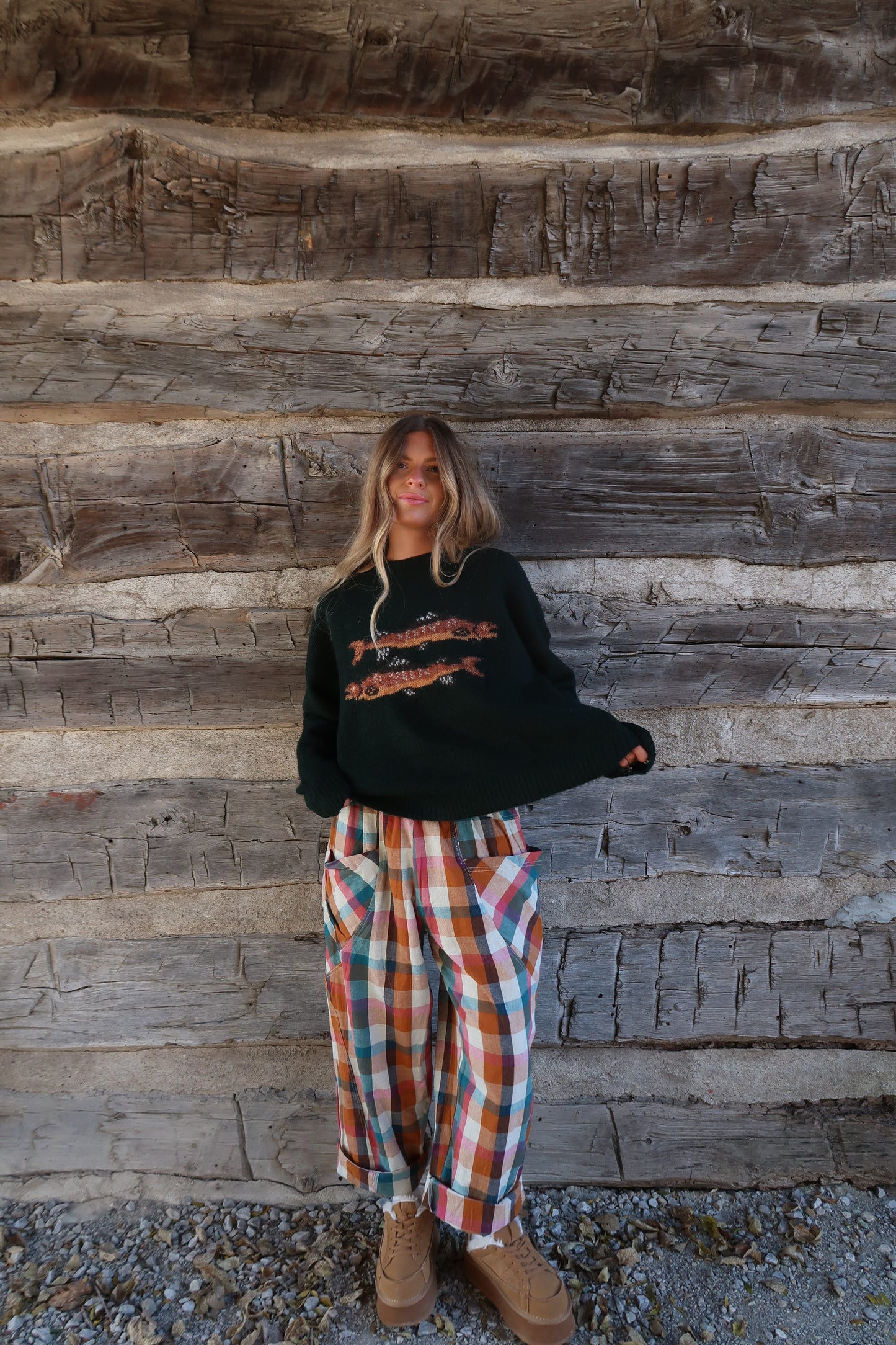 Plaid Crisp Linen Pants