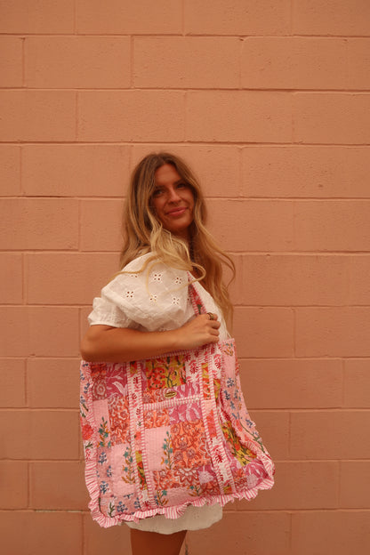 Juliet Ruffle Quilted Tote Bag