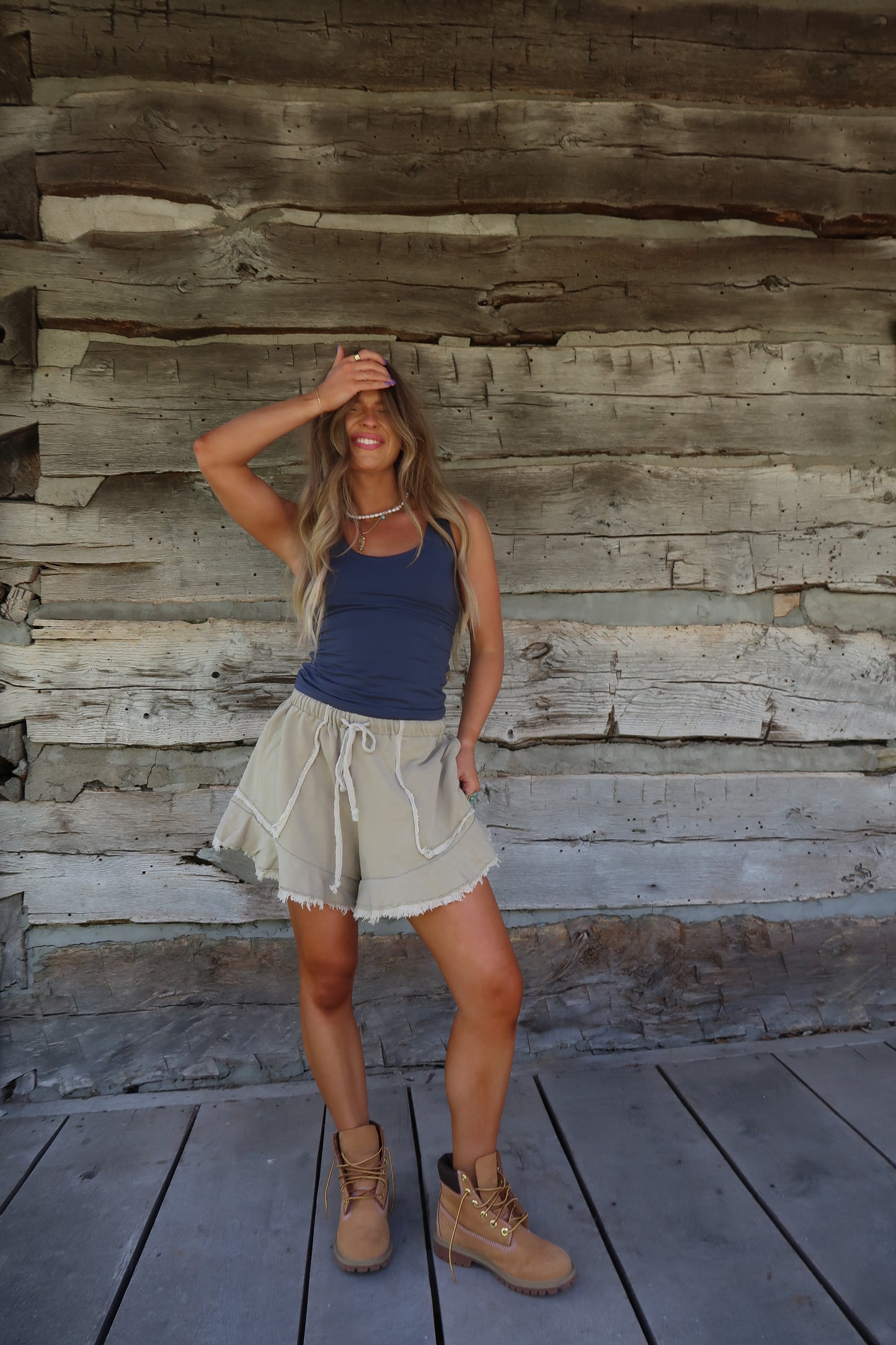 Olive Ruffle Sweat Short