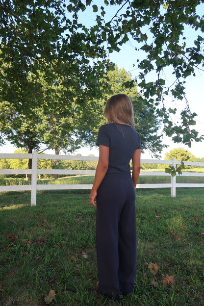 Navy Slow It Down Knit Pants