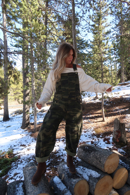 Can't See Me Camo Barrel Overalls