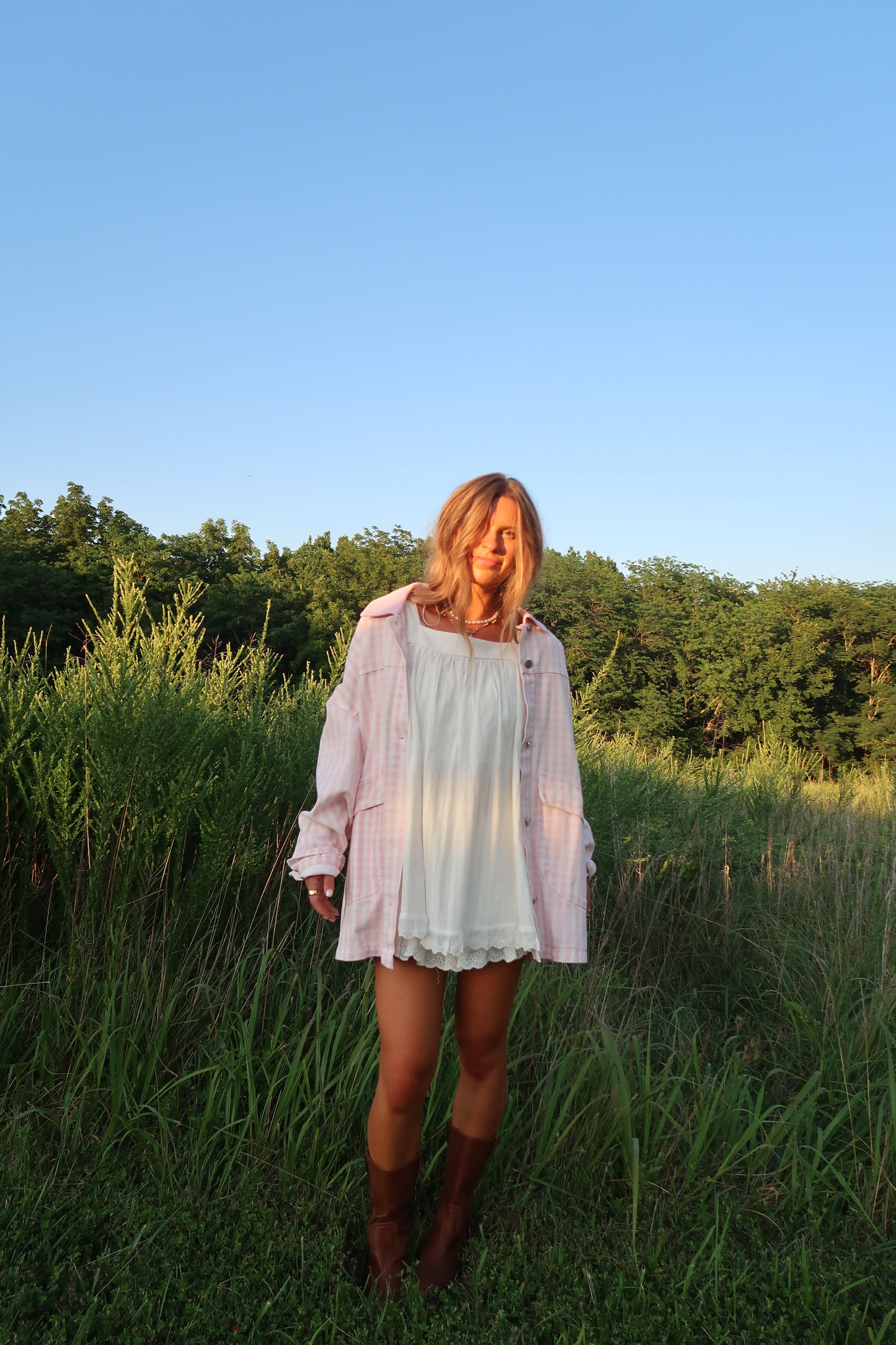 Blooming Gingham Barn Jacket