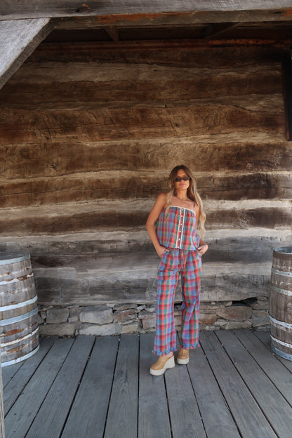 Candyland Plaid Ruffle Pant