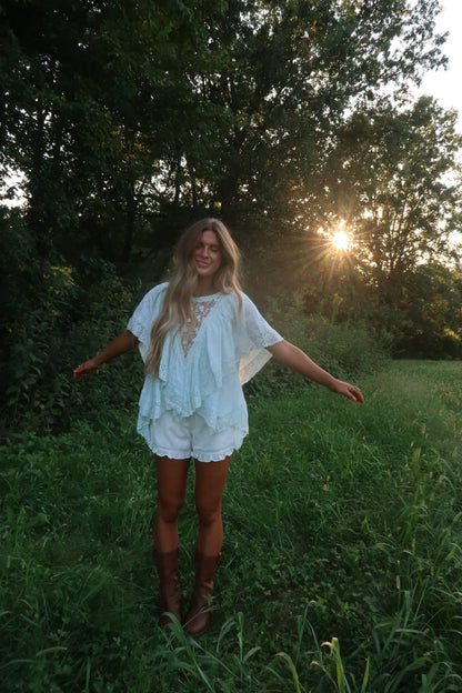 Blu Skies Ahead Dolly Lace Top