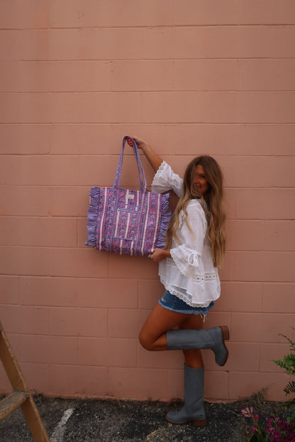 Mabel Ruffle Quilted Tote Bag