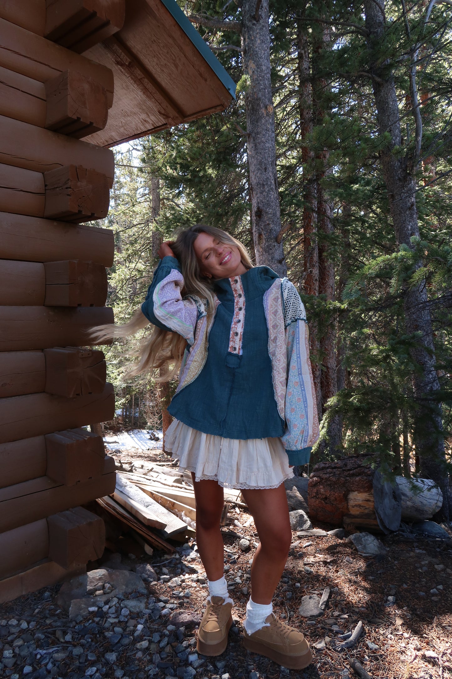 Alpine Teal Patchwork Top