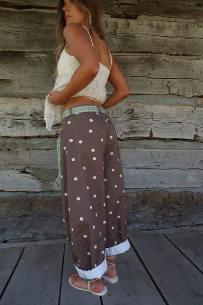 Chocolate Dot Barrel Jeans