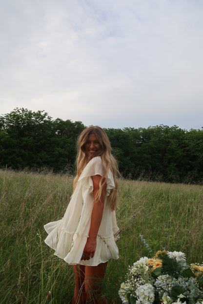Ivory Bloom Ruffle Sleeve Top