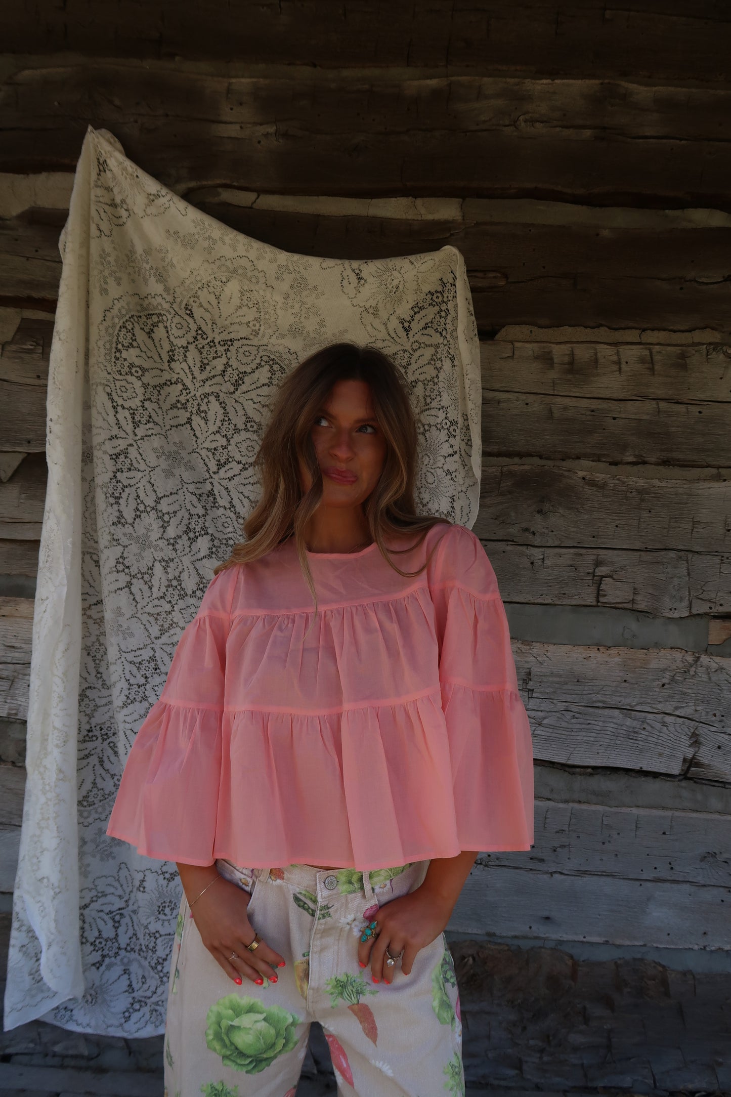 Melon Tiered Blouse