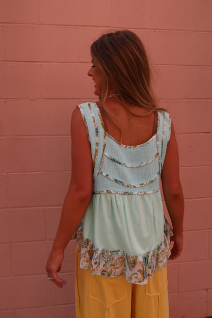 Cameillia Teal Babydoll Tank