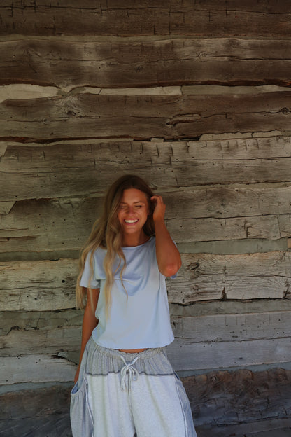Powder Blue Contrast Relaxed Tee