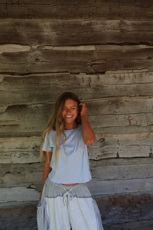 Powder Blue Contrast Relaxed Tee