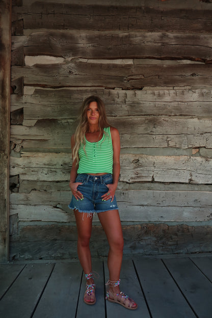 Fresh Cut Stripe Henley Tank