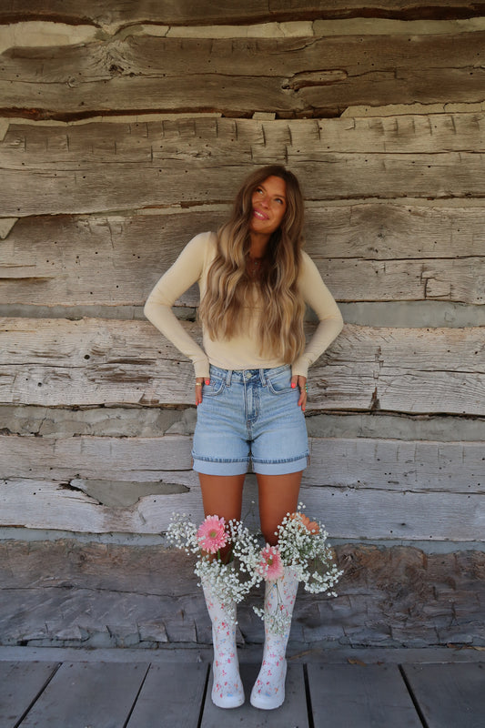 River Cuffed Denim Short