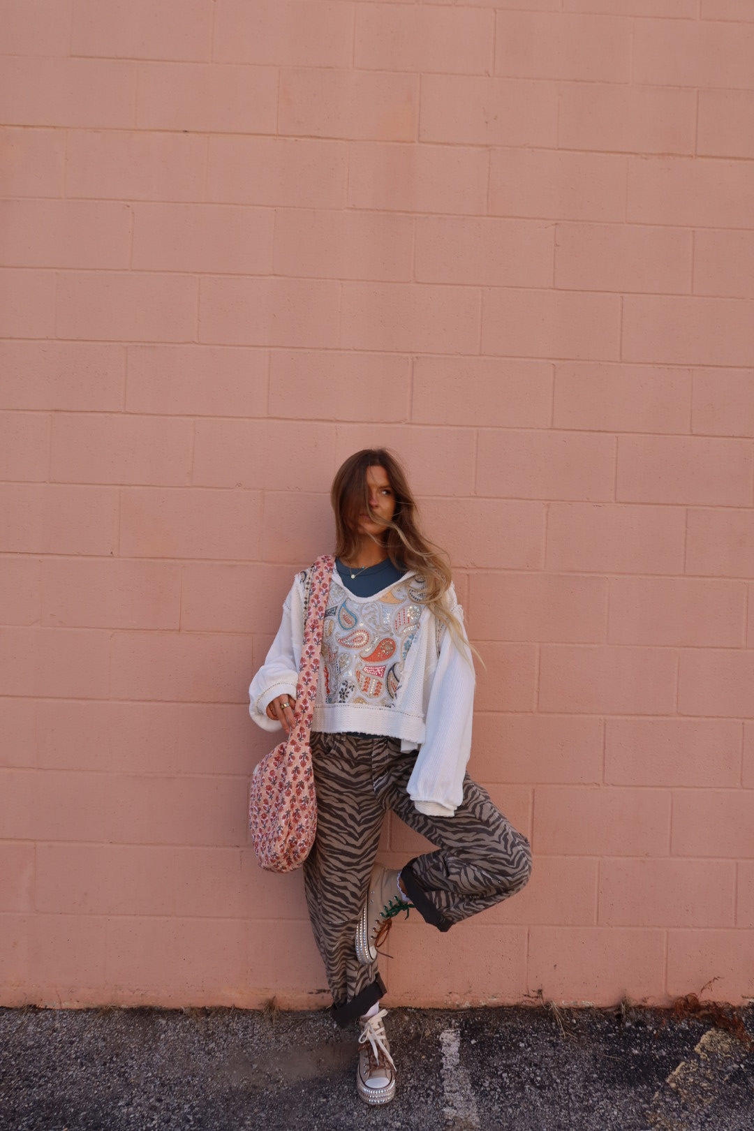 Peach Quilted Hobo Bag