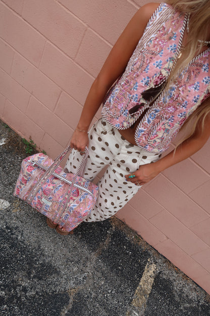 Honey Quilted Duffle Bag