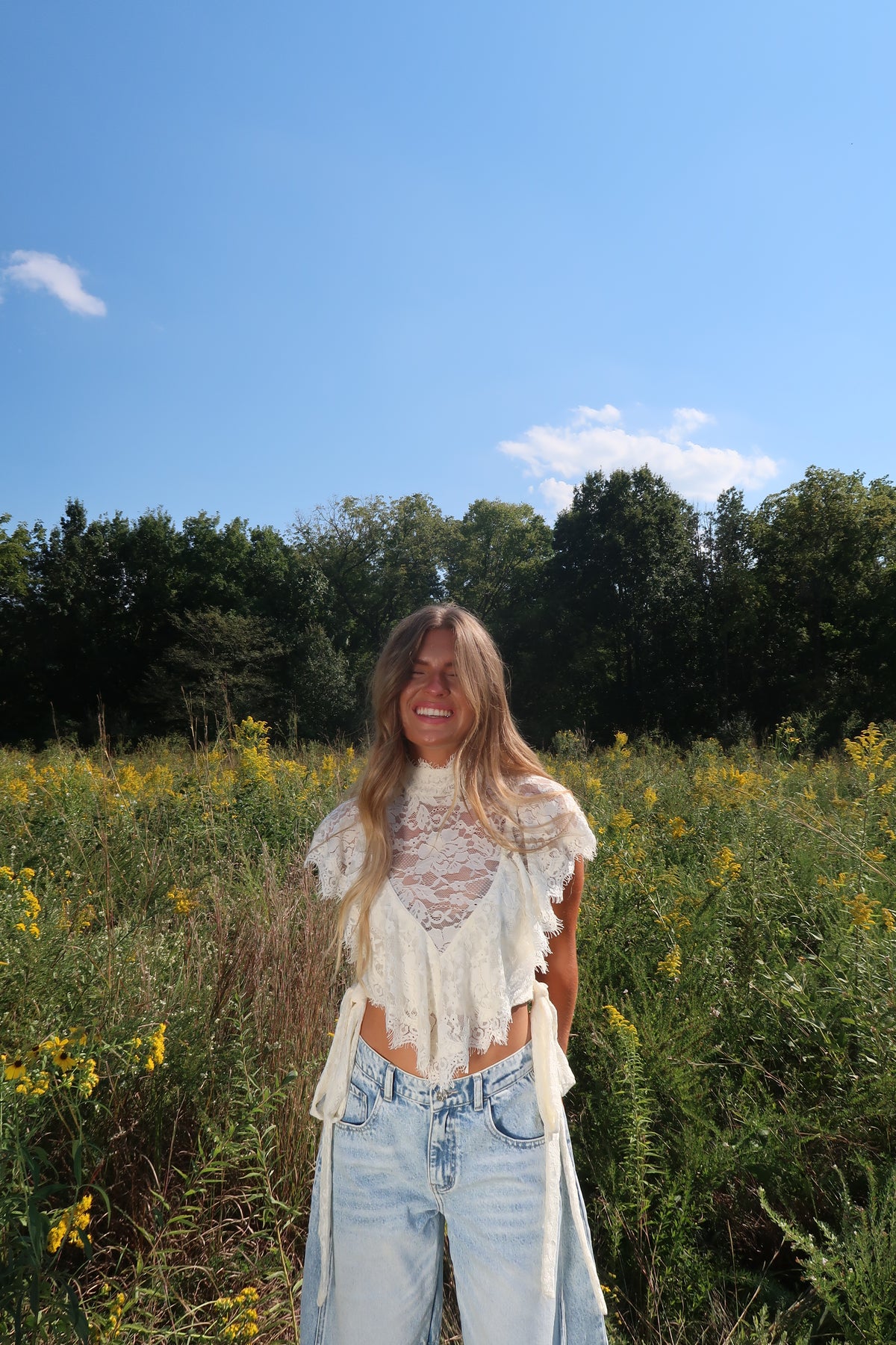 Pearl Lace High Neck Top