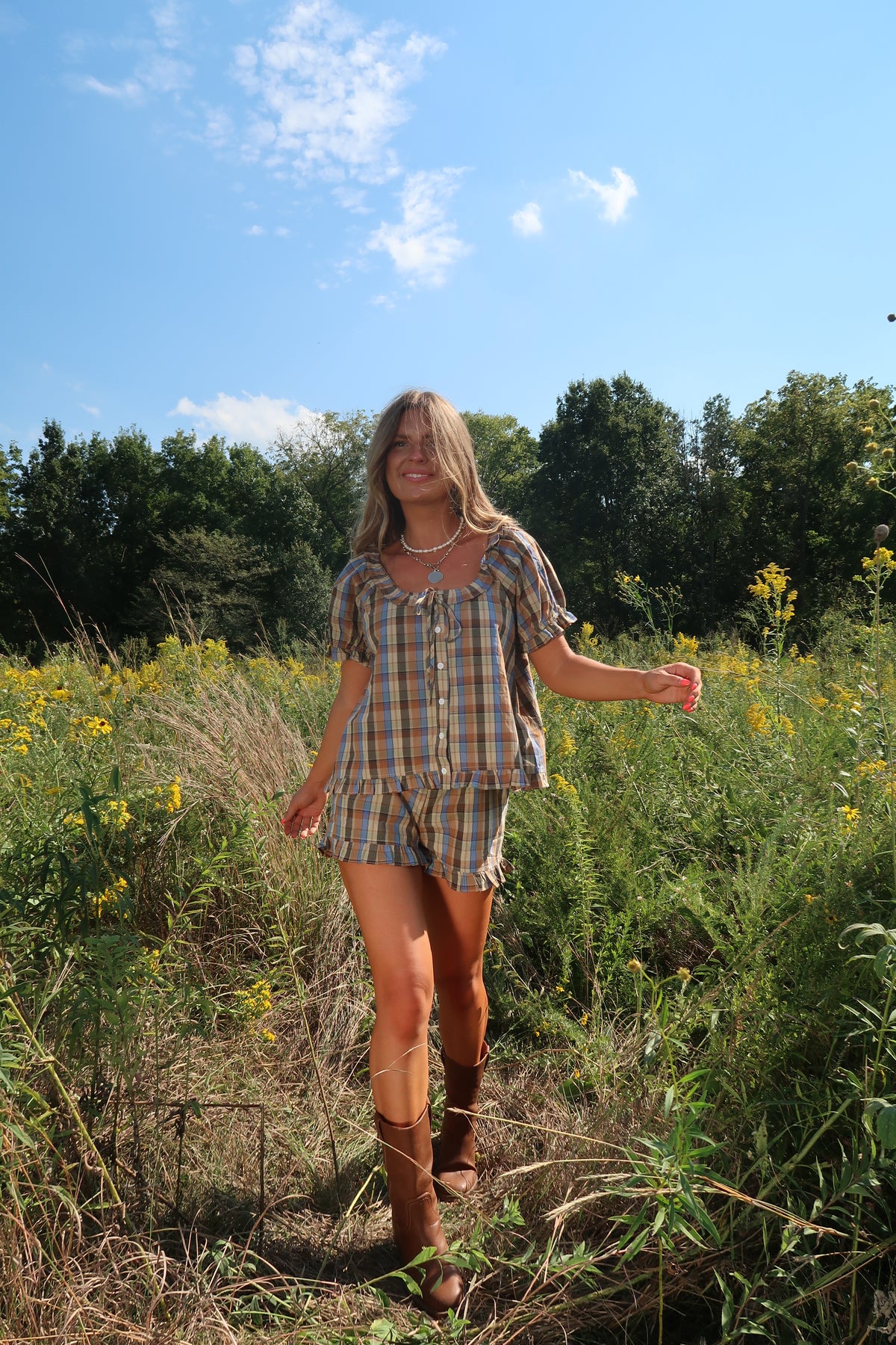 Wheatland Plaid Top