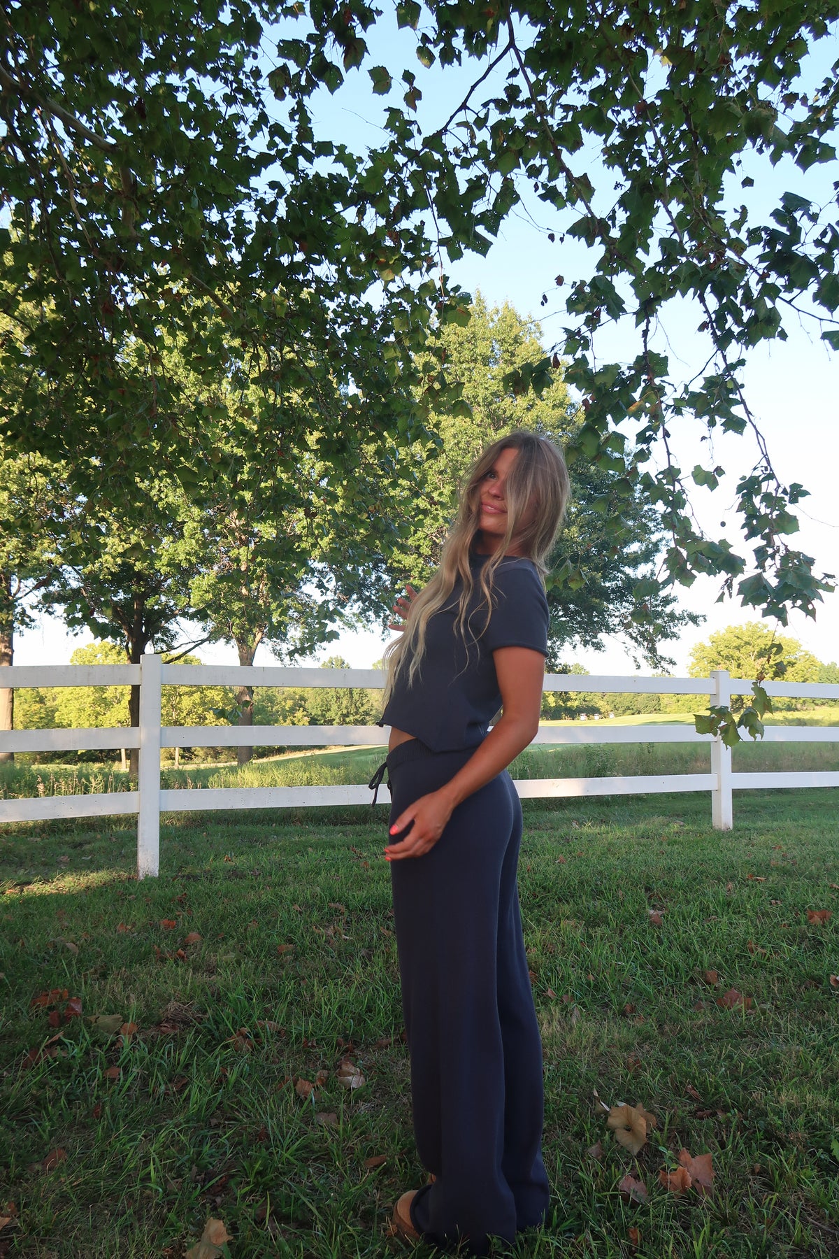 Navy Slow It Down Knit Pants