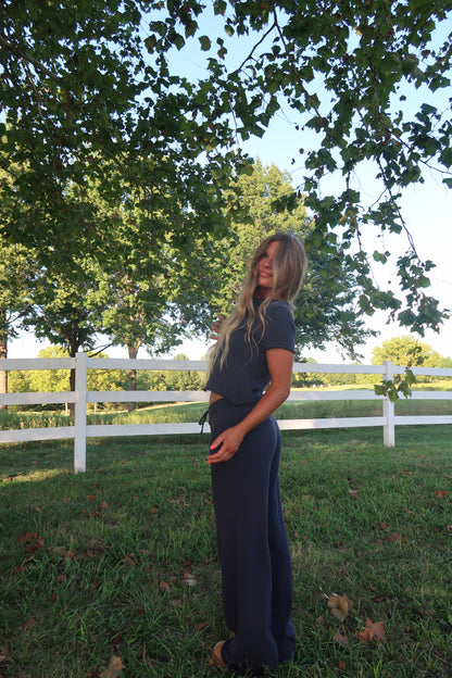 Navy Slow It Down Knit Pants