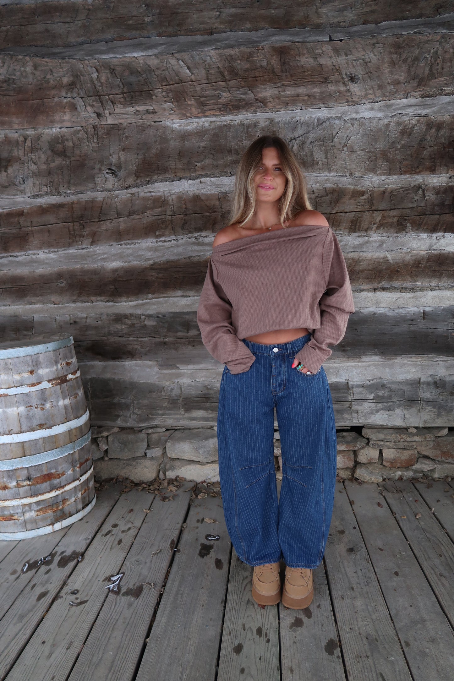 Hot Coco Off the Shoulder Top