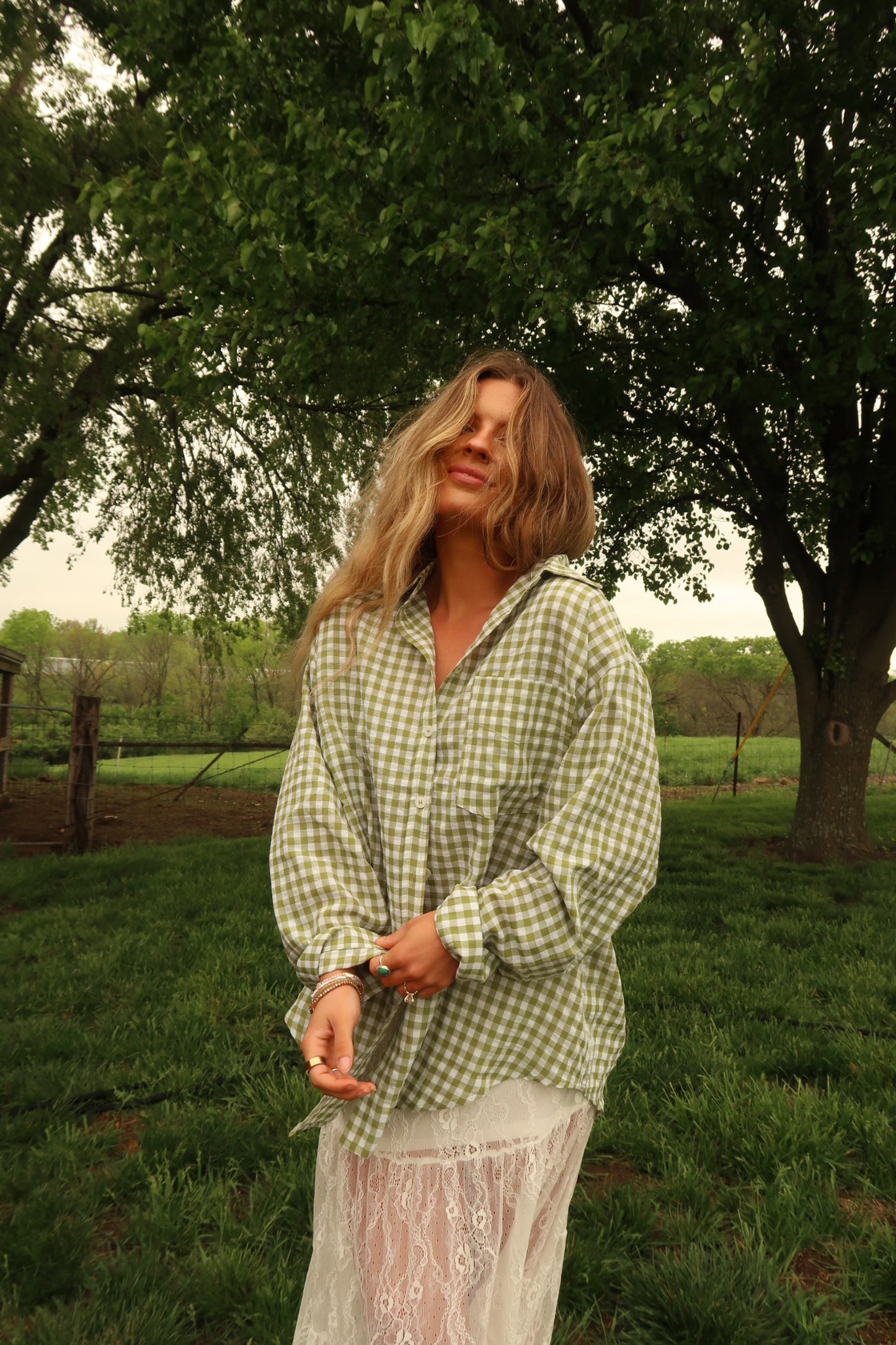 Grass is greener Gingham Flannel