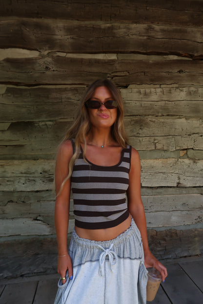 Coffee Stripe Seamless Tank