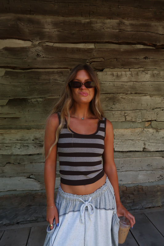 Coffee Stripe Seamless Tank