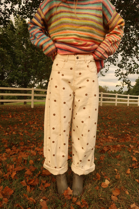 Latte Dot Barrel Jeans