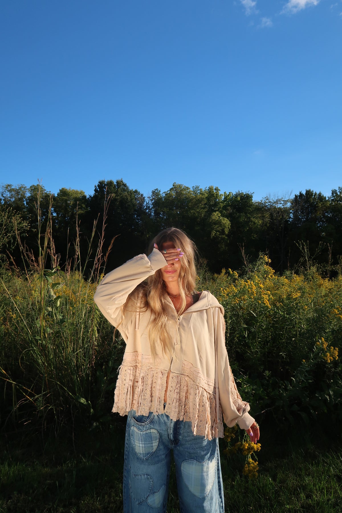 Sand Ruffle Hoodie