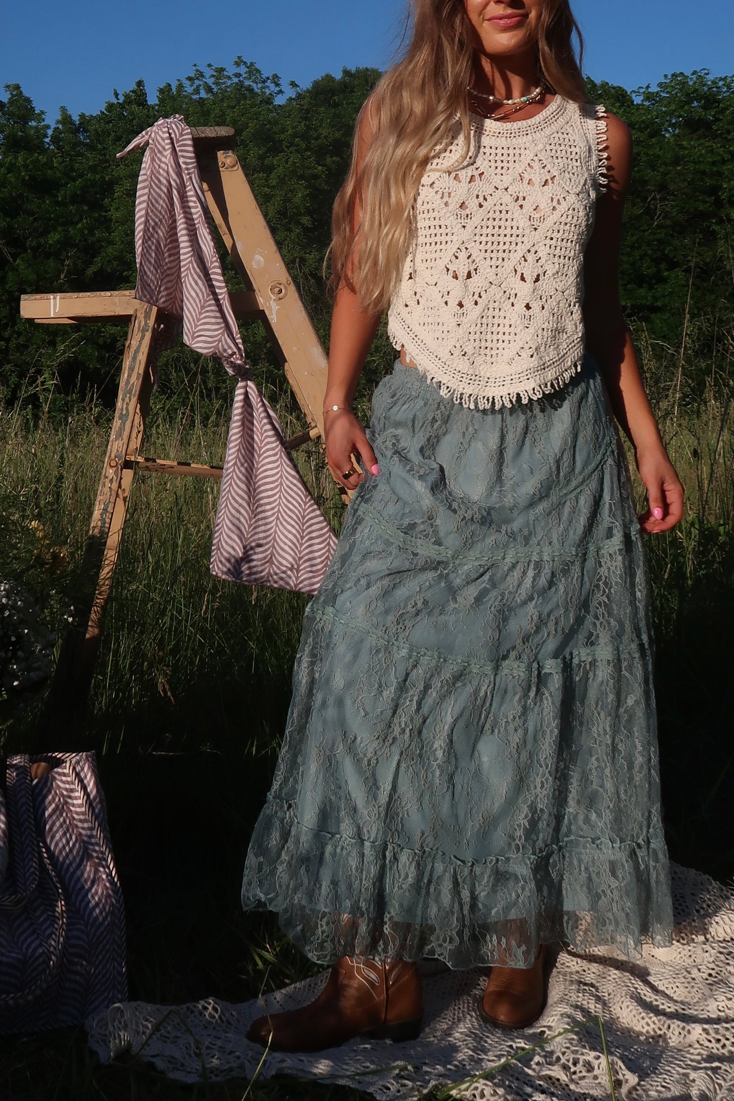 Jade Lace Maxi Skirt