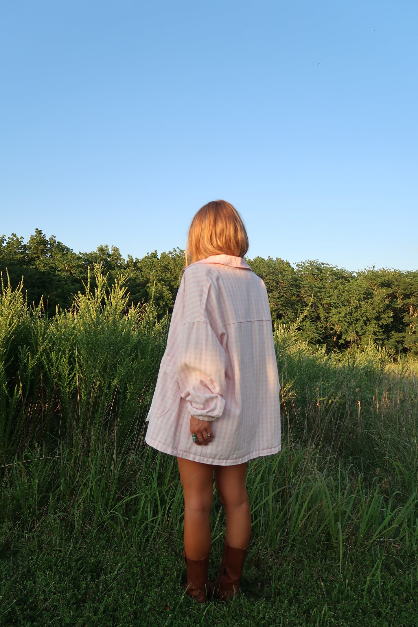 Blooming Gingham Barn Jacket
