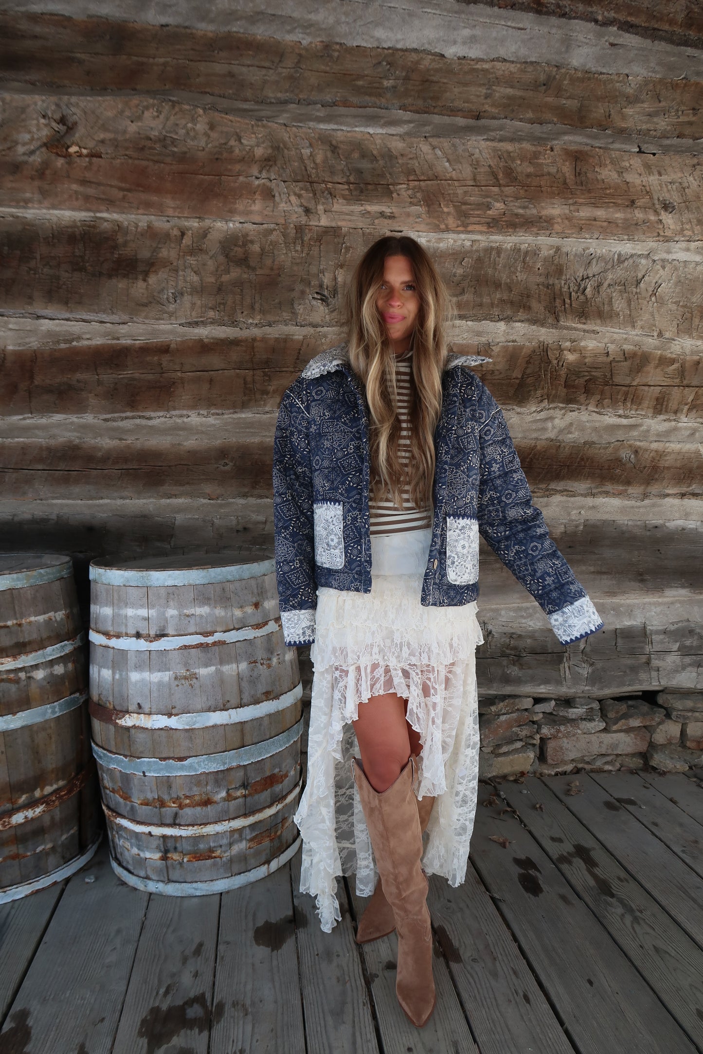 Stella Navy Bandana Quilted Jacket