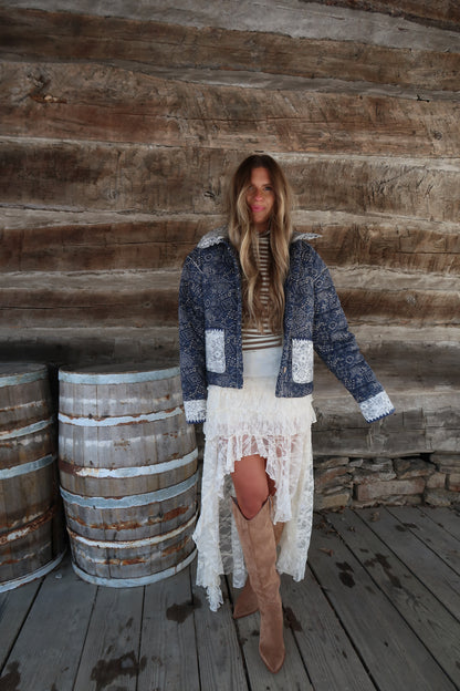 Stella Navy Bandana Quilted Jacket