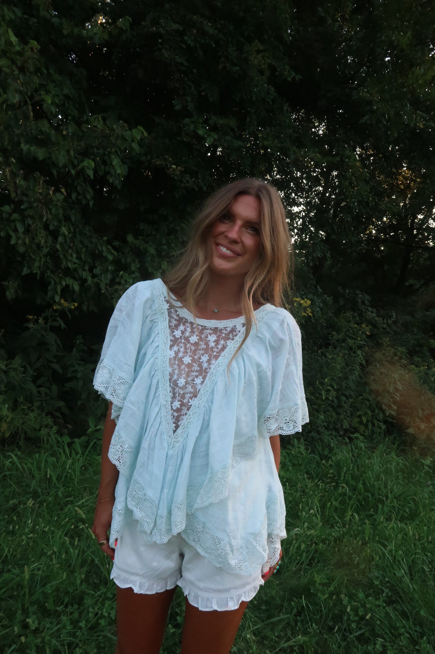 Blu Skies Ahead Dolly Lace Top