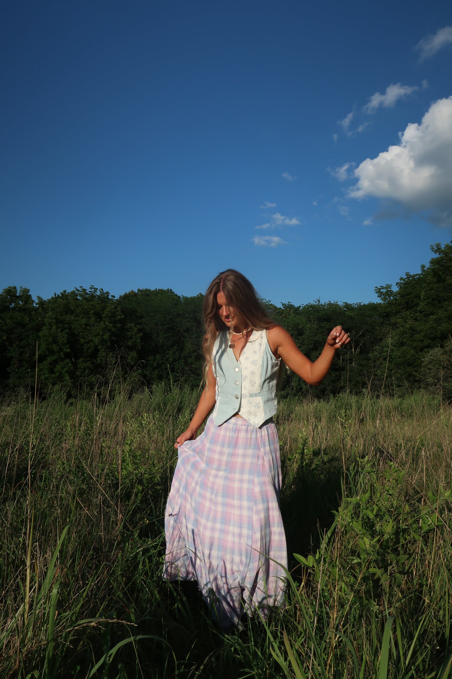 Hayze Floral Denim Vest