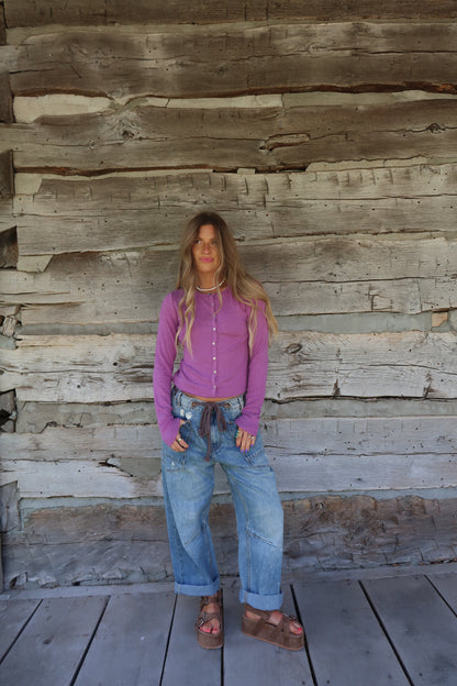 Violet Bttn front Long Slv