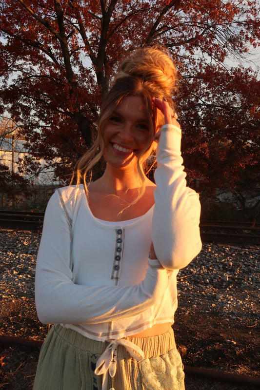 White Everyday Crop Long Sleeve