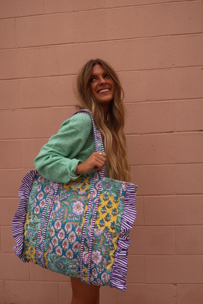 Marley Ruffle Quilted Tote Bag