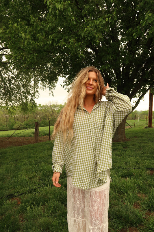 Grass is greener Gingham Flannel