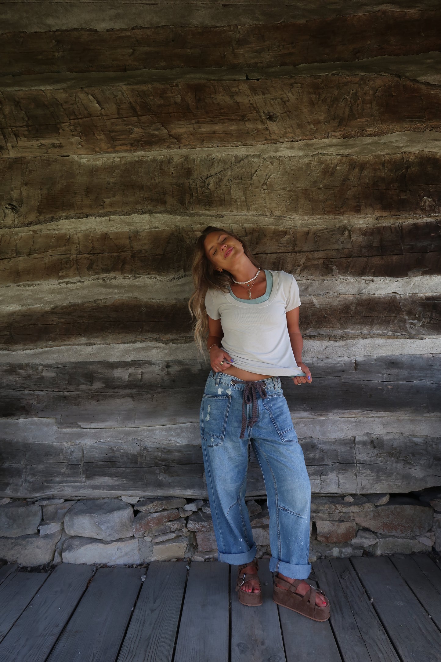 Natural  Ribbed Basics Tee