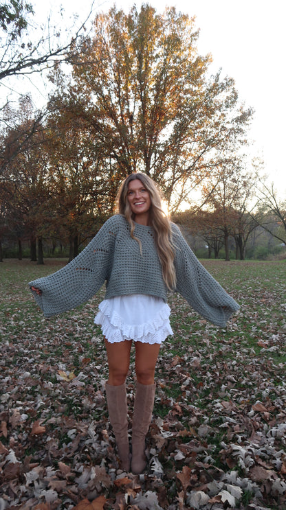 All the Sage Knit Crop Sweater