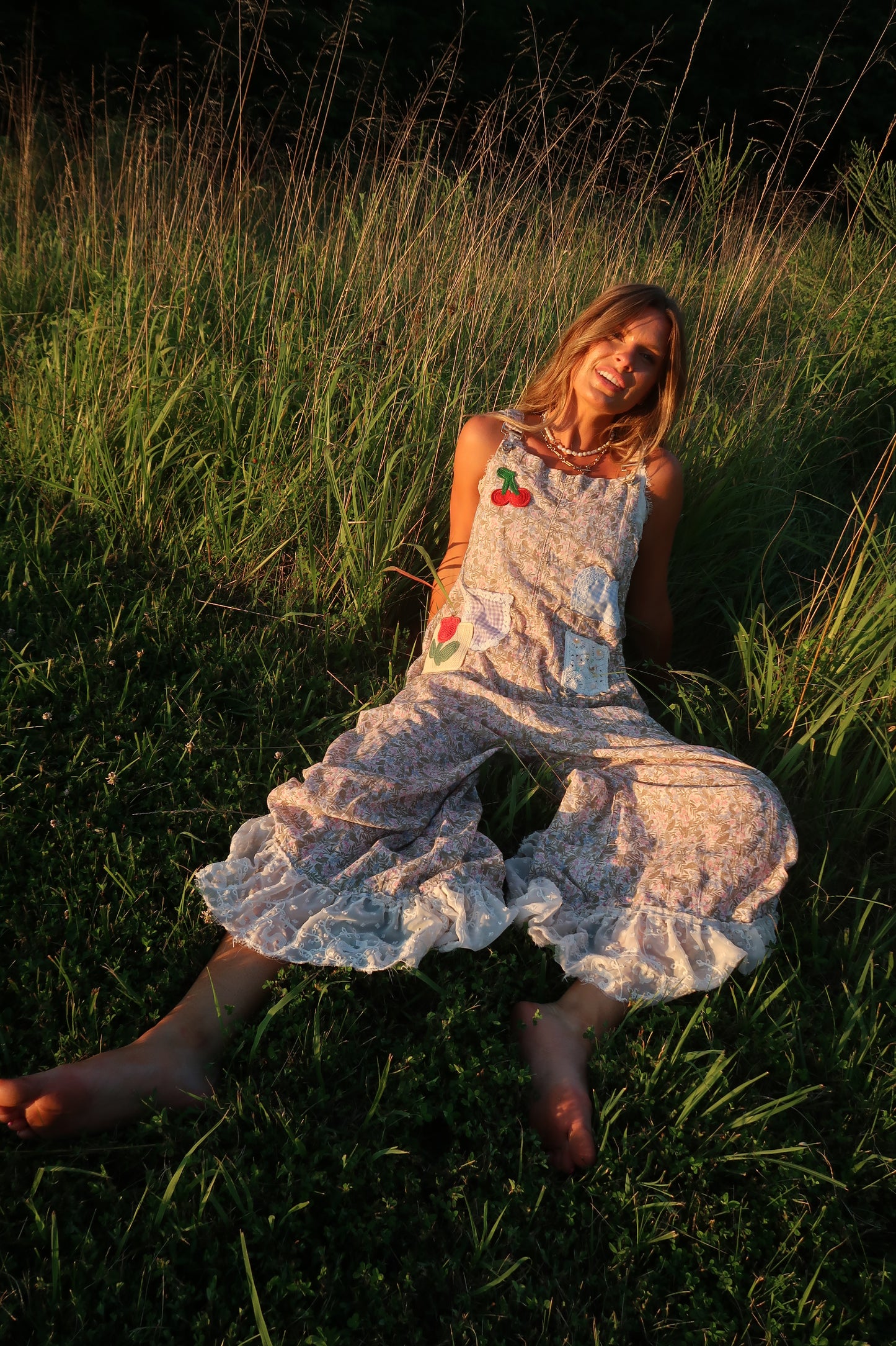 Berry Boho Patch Overalls